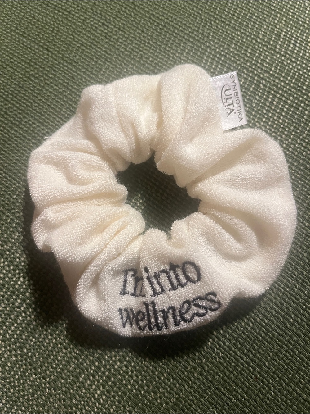 I’m into Wellness Embroidered Cream Scrunchie